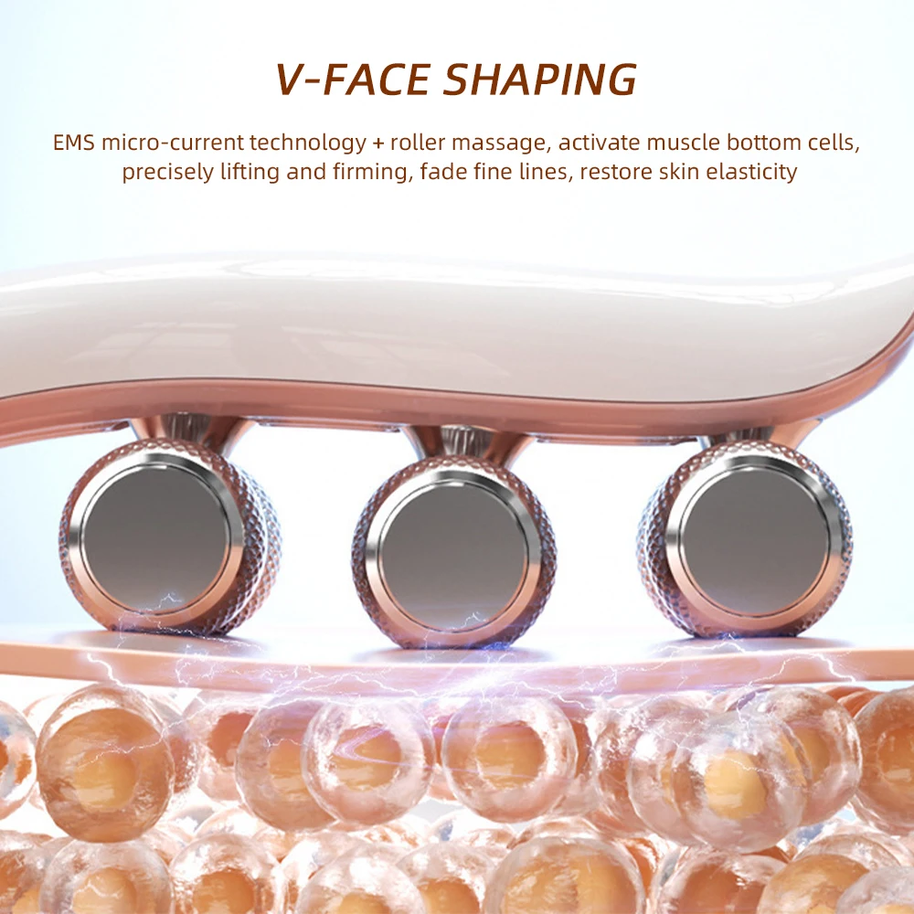 Elecrtic Facial Beauty Device 3 Gear Adjustable Roller Massager Face Slimming Double Tool Massager Home Beauty Wireless Use