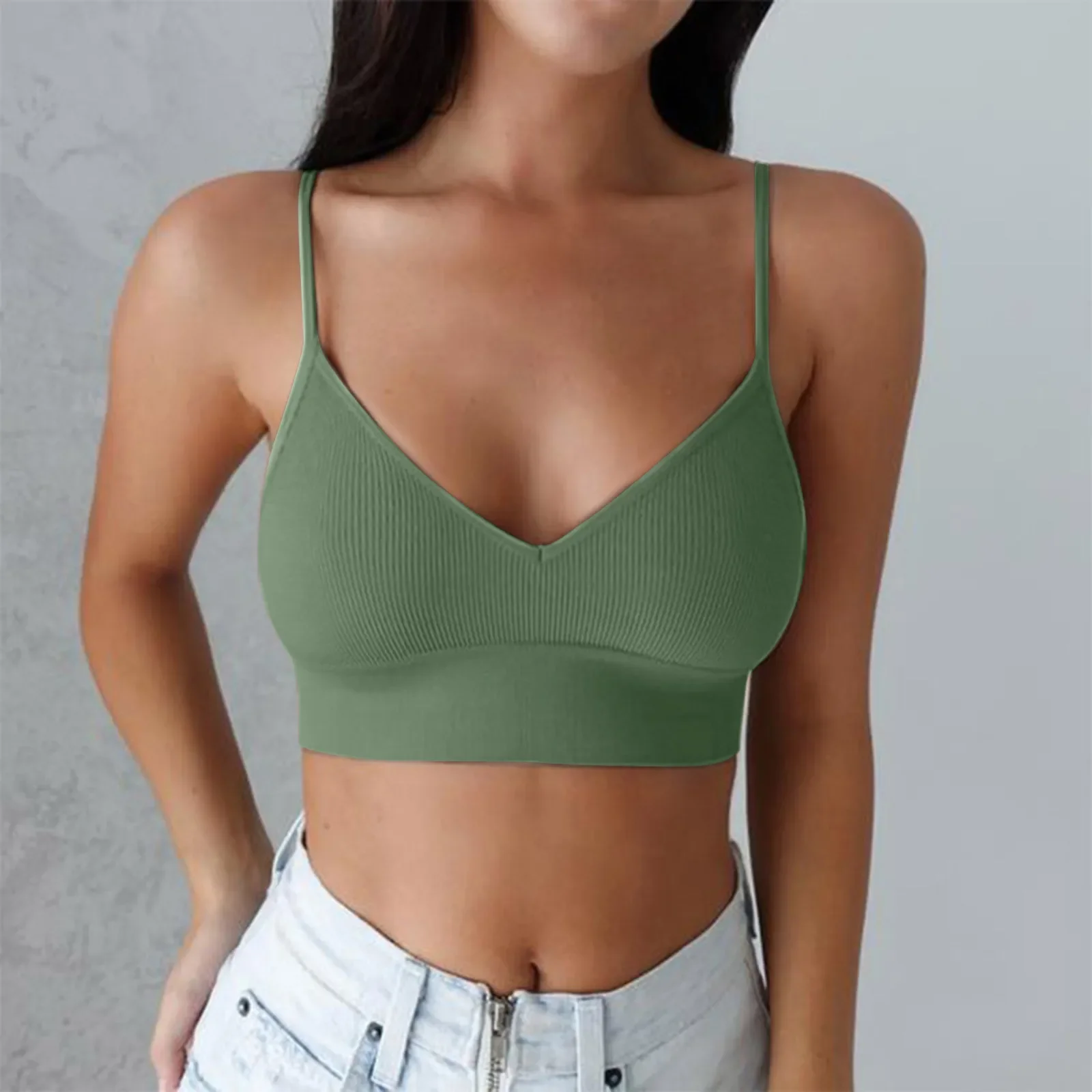 Active Tops for Women Women Padded Bralettes Sports Bras For Pack V Neck Bando Bra For Women Girls Top Cotton Women Tops Pack 3