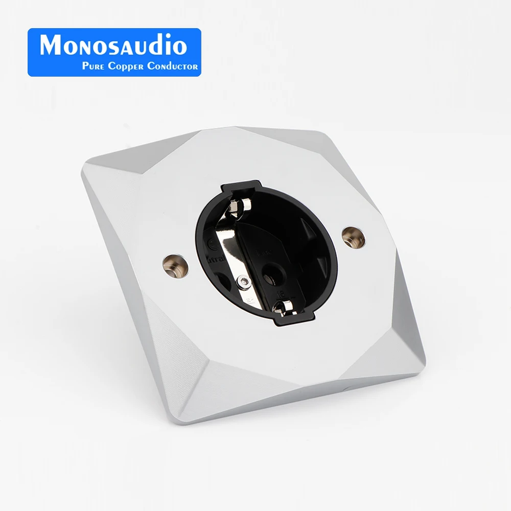Monosaudio E86+ES3R Pure Copper Rhodium Plated Schuko Sockets Wall Socket Plug Power Outlet Schuko Wall Electrical Power Socket