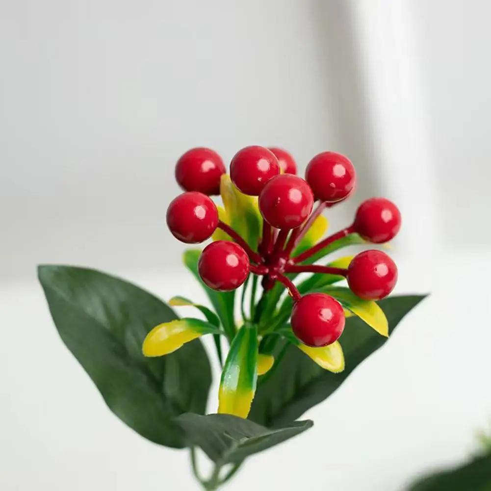 

Искусственное декоративное растение, реалистичное искусственное фруктовое растение, ветка с зелеными листьями, искусственное Золотое шариковое растение на новый год