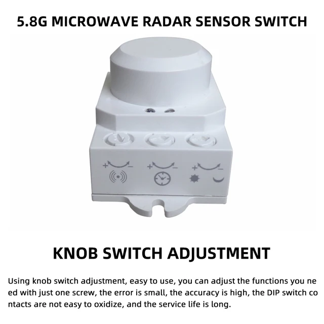 Sensore Microonde 360 Gradi | Rilevatore Movimento 220V-240V | Regolabile Fino A 8m | Per Luci Automatiche - Foto 7