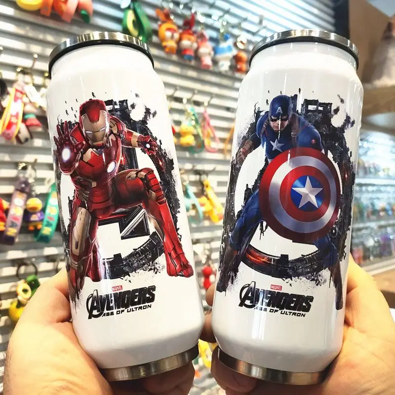 Spiderman Hulk Anime Water Bottle iron Man Captain America Boys Cartoon  Plastic Drinking Cups Children Adult Water Glass 560ml