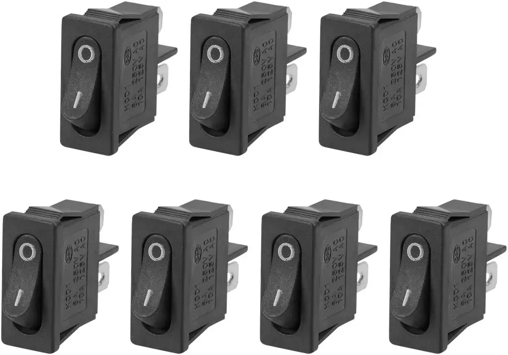 

Keszoox AC 125V/10A 250V/6A SPST 2 Terminal 2 Position On/Off Boat Rocker Switch Black 7PCS