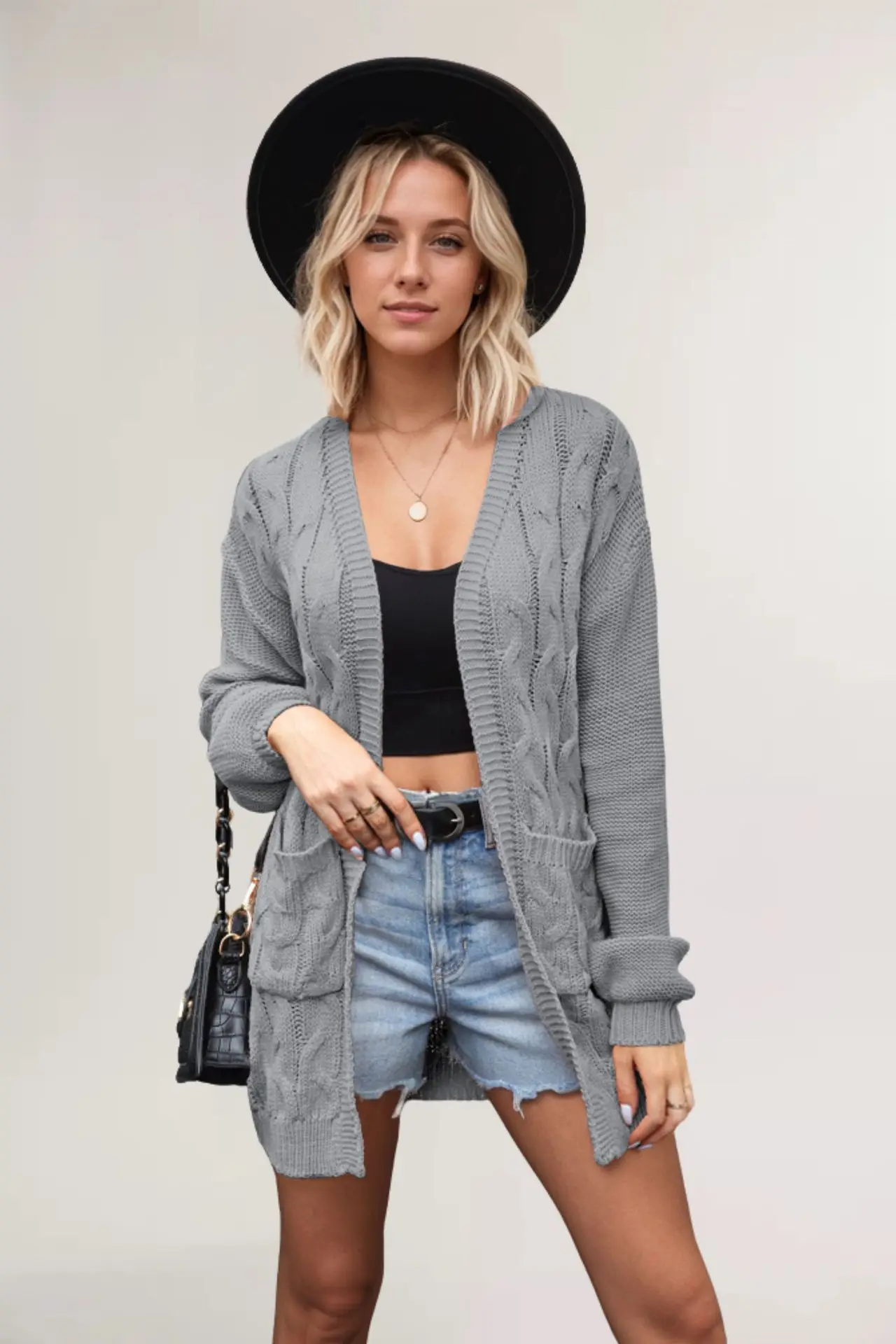 2024 winter new hot V-neck twist long-sleeved loose casual sweater coat 4