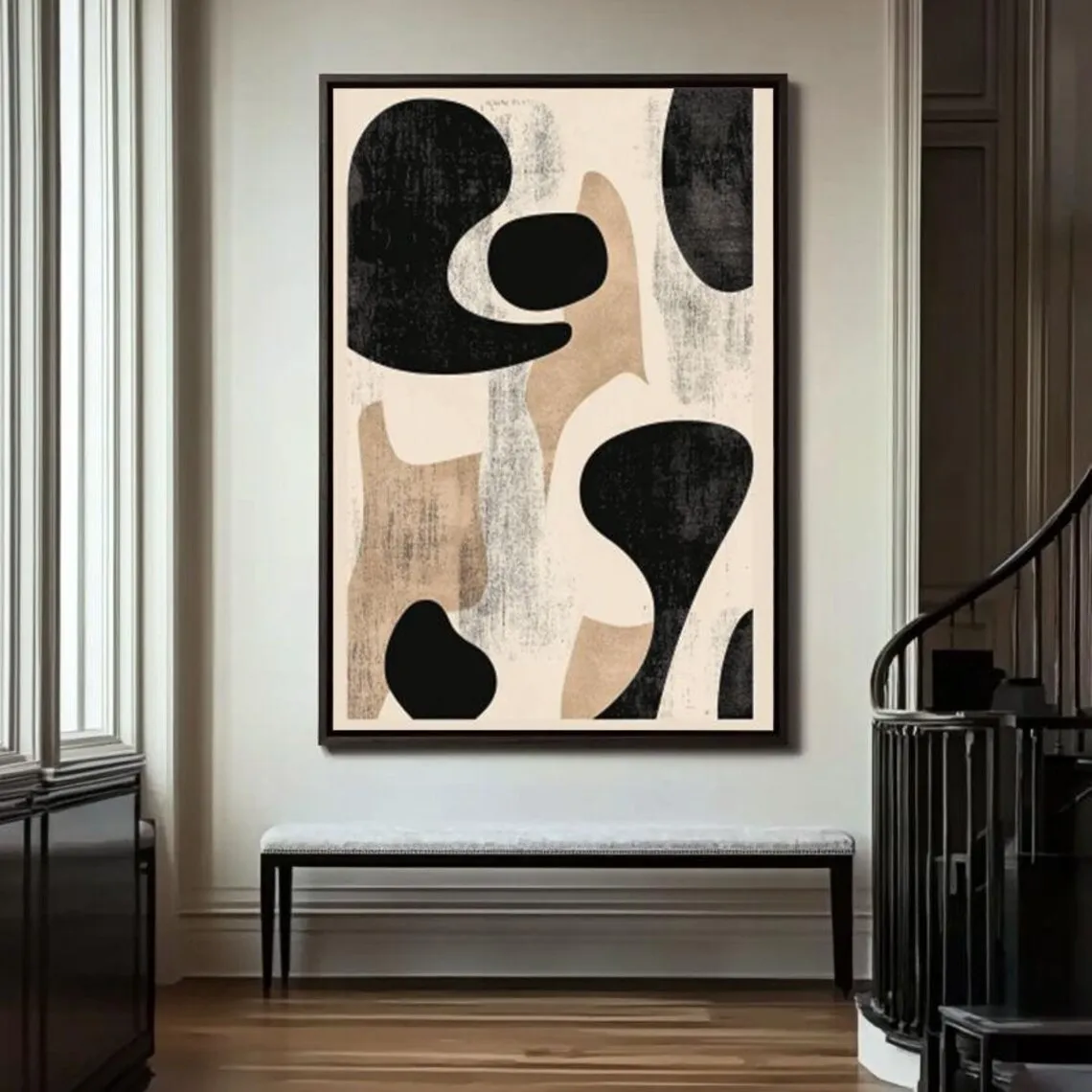 Wabi-Sabi Wall Art Black Beige Abstract Painting Medieval Black Beige Handmade Canvas Oil Painting Black Minimalist Wall Decor Wabi-Sabi Wall Art Black Beige Abstract Painting Medieval Black Beige Handmade Canvas Oil Painting Black Minimalist Wall Decor