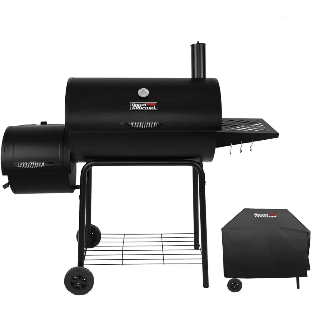 

Royal Gourmet CC1830RC 30 Barrel Charcoal Grill with Offset, 811 Square Inches Smoker with Cover for Outdoor Garden,Black