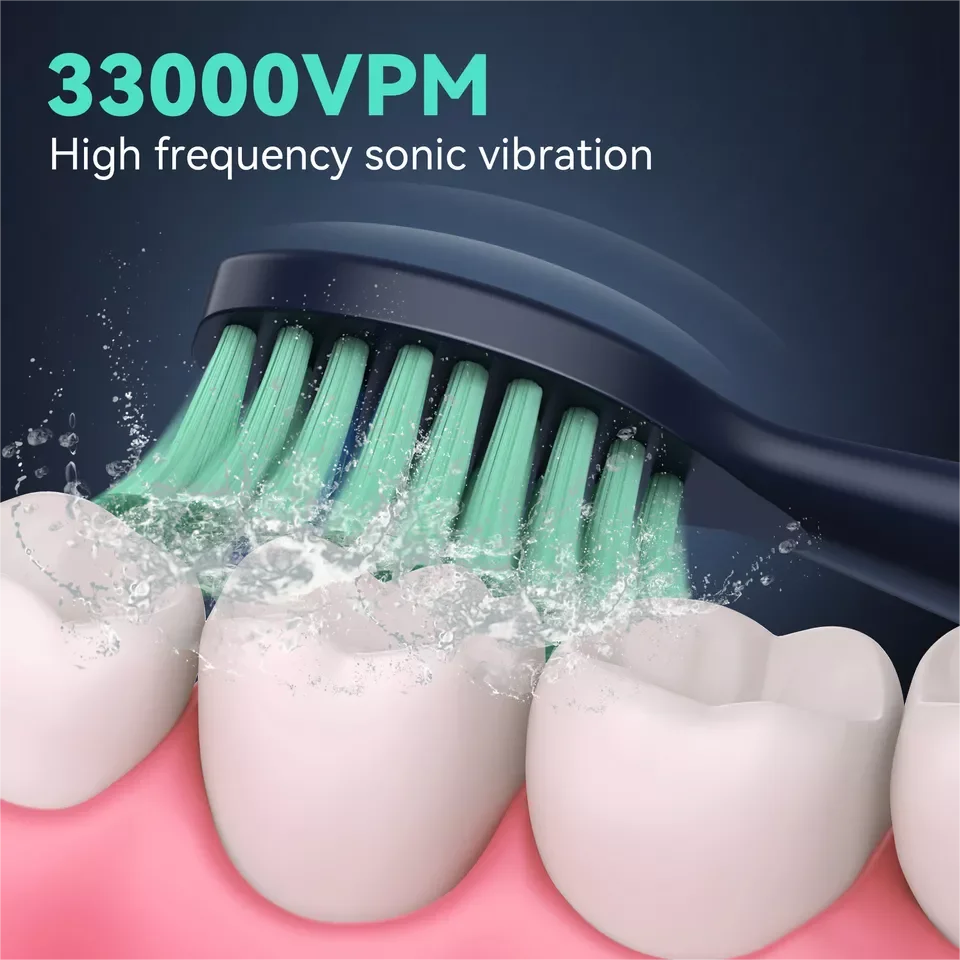 SEJOY Sonic Electric Toothbrush Teeth Whitening Vibration 5 Modes 8 Replacement Brush Heads USB Rechargeable 4