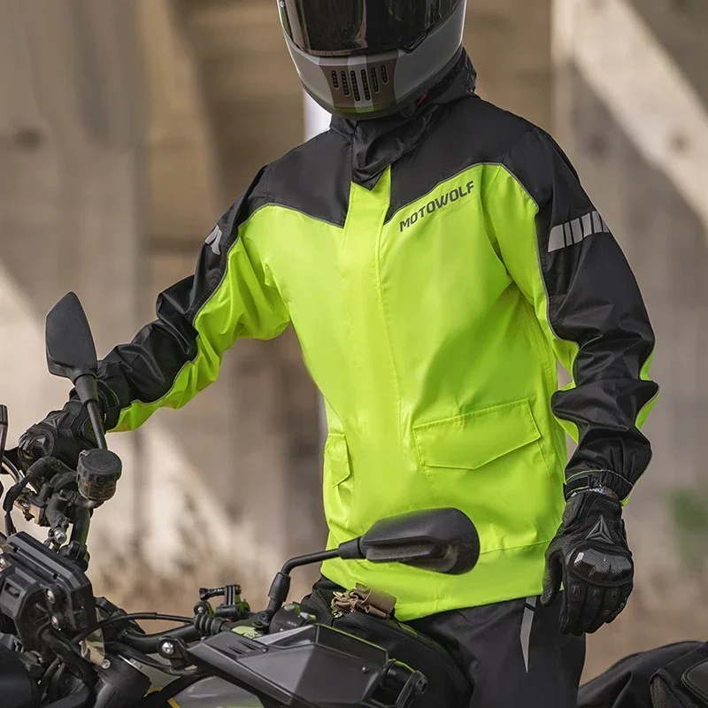 Motorcycle Raincoat Suit Rainstorm Waterproof Split Jackets Pants Light Portable Reflective Comfortable Durable for Outdoor
