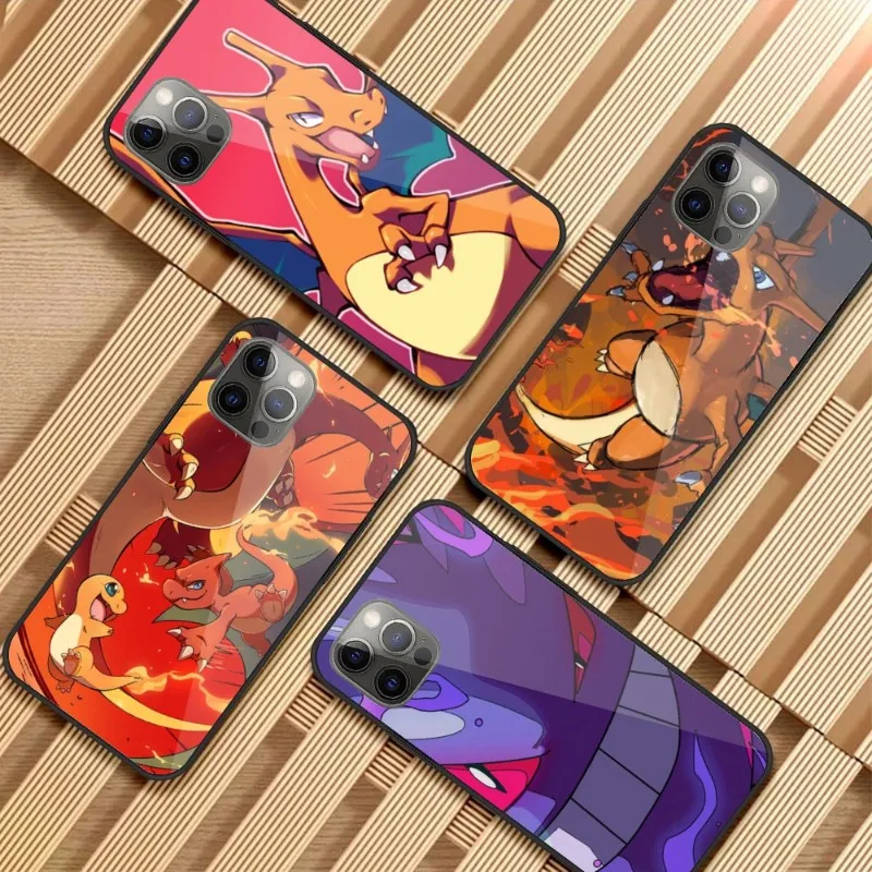 

Чехол P-pPokémonN-n для телефона IPhone 14, 13, 12, 11, XS, X, 8, 7, 6 Plus, Mini Pro Max, SE 2022, черный чехол из поликарбоната и ТПУ со стеклом