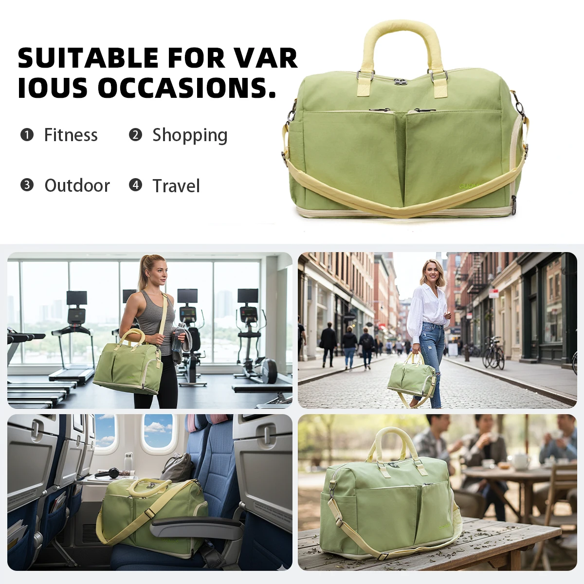 Business Trip Travel Bag for Men, Large Capacity, Water-Repellent, Travel and Fitness Bag for Women, Single Shoulder Crossbody Yoga Luggage Bag for Camping and Boarding