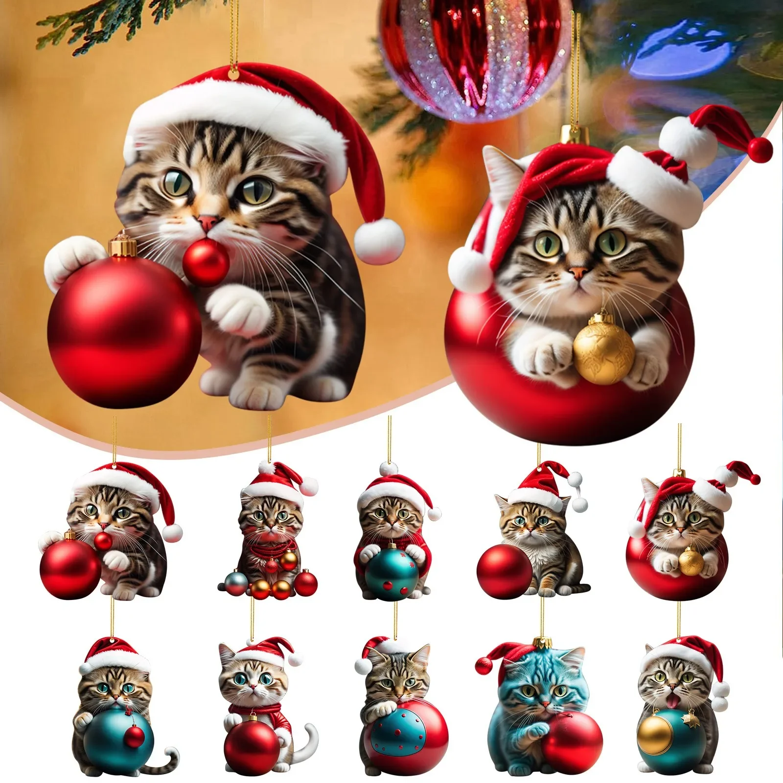 ChristmasOrnamentsFunnyCatDogXmasTreeHangingPendantChristmasDecorationForHome