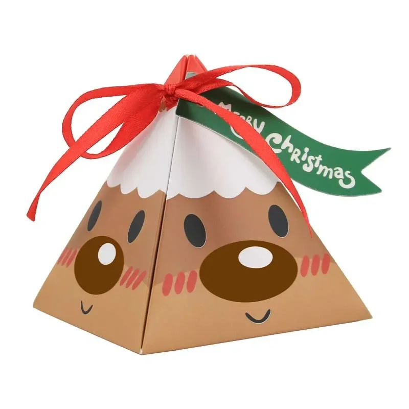 24/6pcs Christmas Candy Gift Box with Tag Ribbons Cookie Snack Chocolate Packaging Box 2025 Xmas New Year Party Navidad Noel
