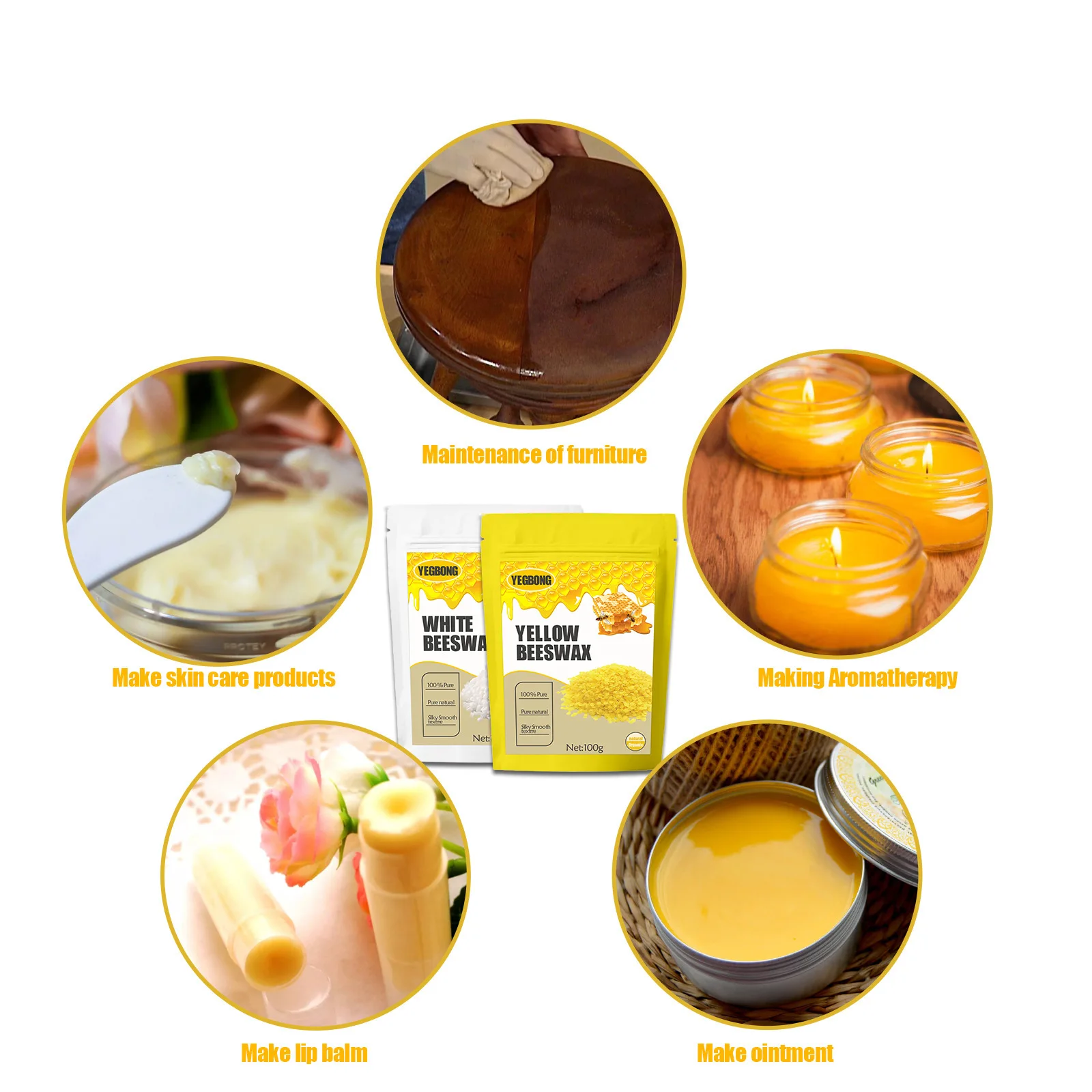 DIY Aromatherapy Candle Set Natural Beeswax Particles MultiPurpose Raw Materials Furniture Maintenance