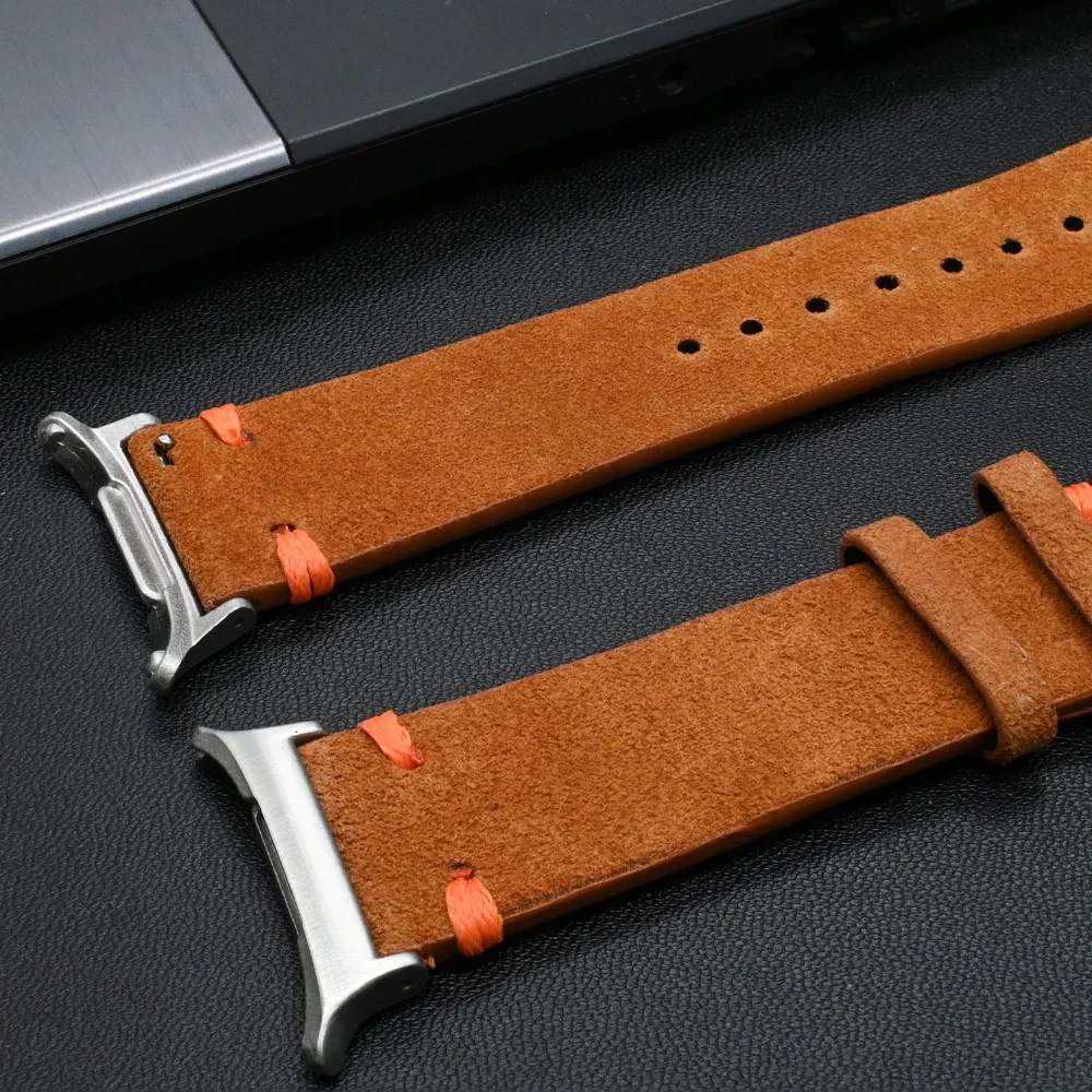 Handmade Soft Leather Strap for Smartwatch - No Gap Curved End Bracelet
