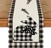 Spring Easter Rabbit Carrots Buffalo Plaid Linen Table Runner Washable Farmhouse Kitchen Dining Table Runner Easter Decorations 1