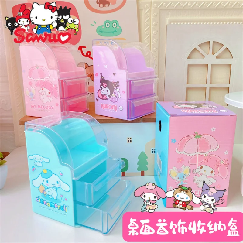 

Sanrio Melody Kuromi Hello Kitty Cinnamoroll Pochacco Cartoon Jewelry Storage Box Desktop Drawer Box Accessories Sundries Box