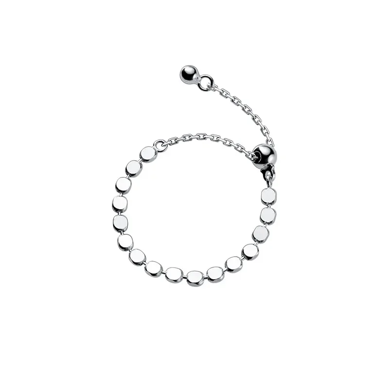 Trustdavis Real 925 Sterling Silver Silver Ring Silver Rings Fashion Cute Personality Chain Ring Sizable for Women Wedding Party Fine S925 Jewelry DB1030