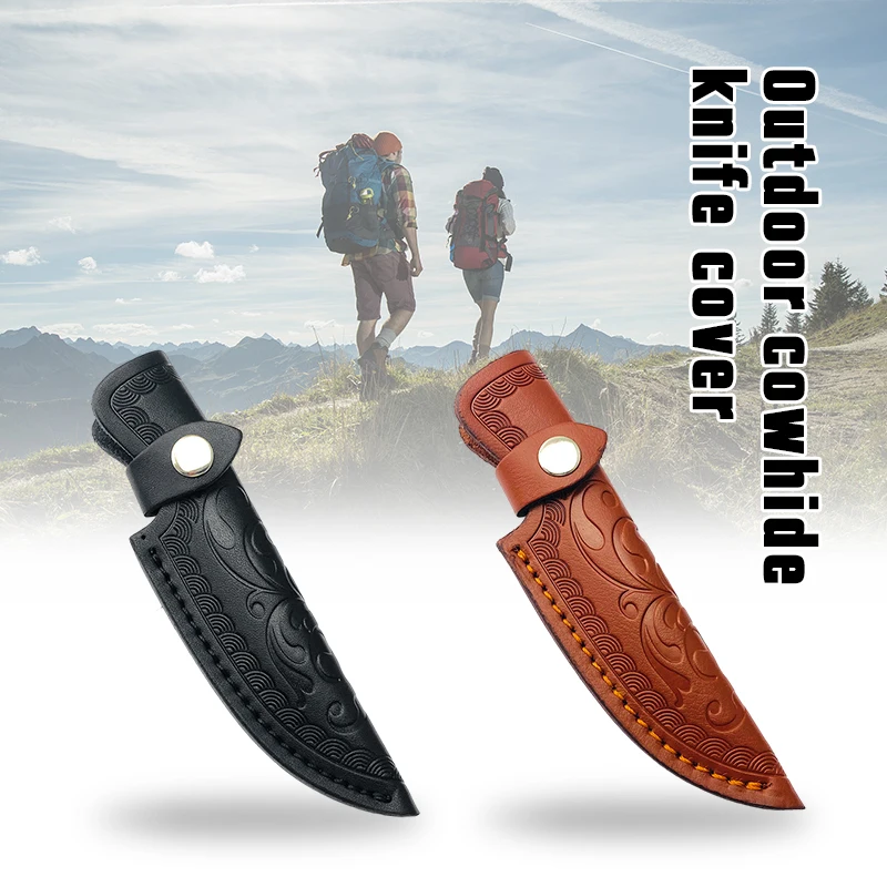 

Leather Material Small Straight Knife Fixed Blade Sheath Scabbard Cover Bag Holder Case with Buckle Patterned Style