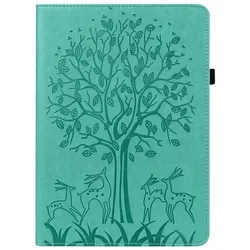Elegant Floral Butterfly Tablet Case for 11-Inch Devices - Premium PU TPU Protective Cover with Card Holder + Bonus Gift (Green deer yx)