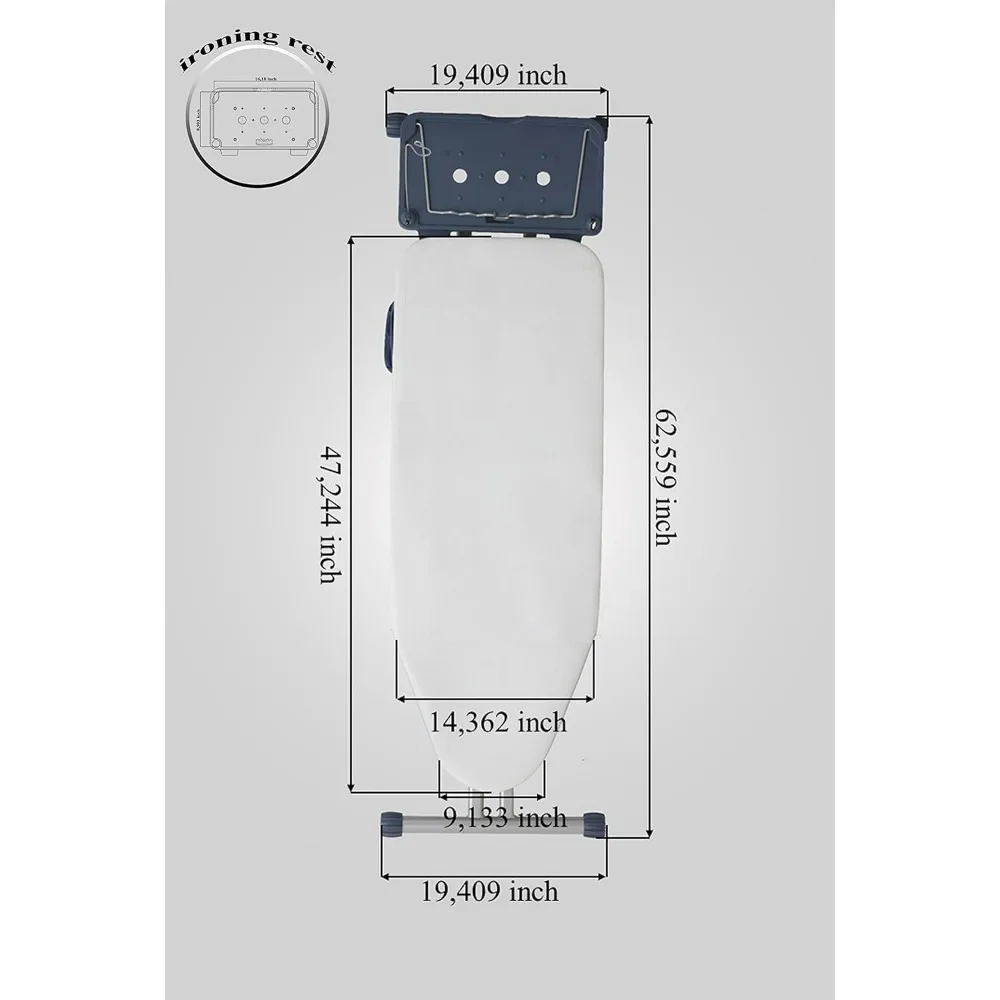 Mabel Home Ironing Board: Wide Surface, 8 Features, Adjustable Height, Cotton Cover with Retractable Wings