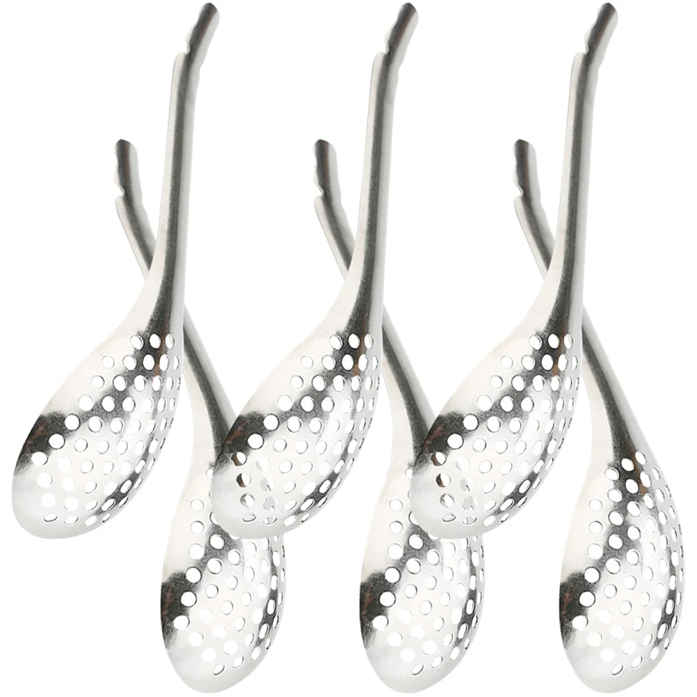 Slotted Caviar Spoon Stainless Steel Kitchen Gadgets Cooking Tools Spherification Spoons Dessert Sugar Spoon Food Grade 6 Pcs