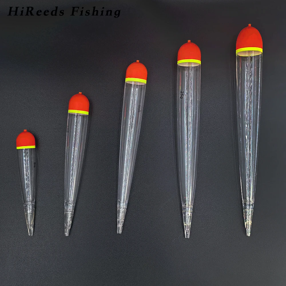 6 PCS Hireeds Fly Fishing Floats High-Index Plastic Vertical Bobbers for Salmon & Trout | Transparent with Orange Accents 6 PCS Hireeds Fly Fishing Floats High-Index Plastic Vertical Bobbers for Salmon & Trout | Transparent with Orange Accents
