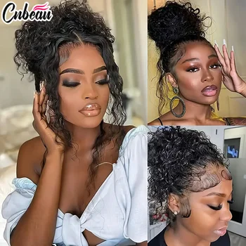 36 Inch Invisible Strap Curly Wave 360 Full Lace Front Human Hair 250 Density Water Wave Hd Lace Frontal Wig Glueless Wig
