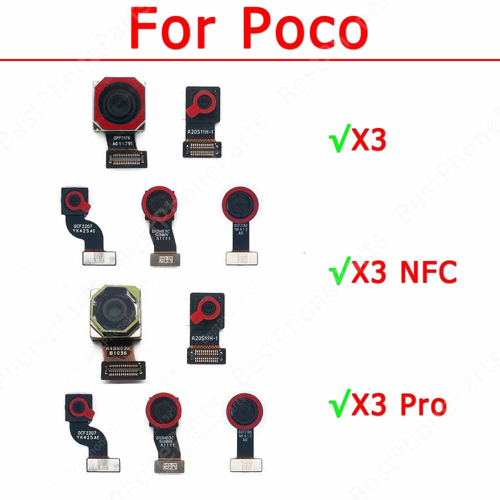 Original Rear Front Camera For Xiaomi Mi Poco X3 NFC Pro Backside Facing Frontal Selfie Back Camera Module Replacement Parts