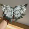 13-15cm Natural Energy Moss Agate Hand-Carved Butterfly Wings Home Decoration Gift Natural quartz crystal ++++ send bracket 5