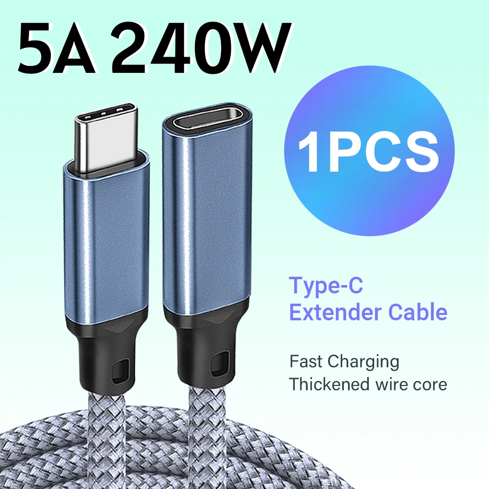 Premium Braided High-Speed Type-C Charging & Data Cable – Super Fast 240W Power Extension (Multiple Lengths Available)