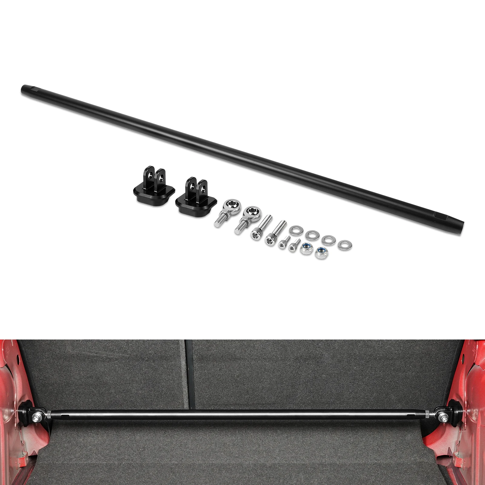 BEVINSEE Aluminum Adjustable Rear Strut Chassis Brace for Audi A3 8V ...