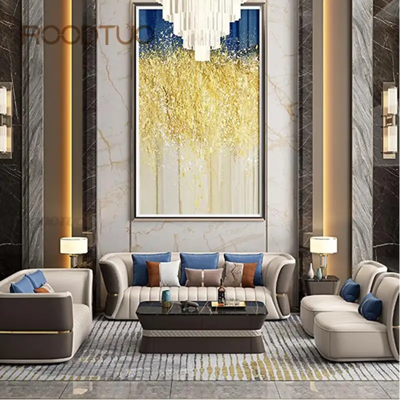 ItalianLightLuxuryLeatherSofaModelHouseDesignerEconomic