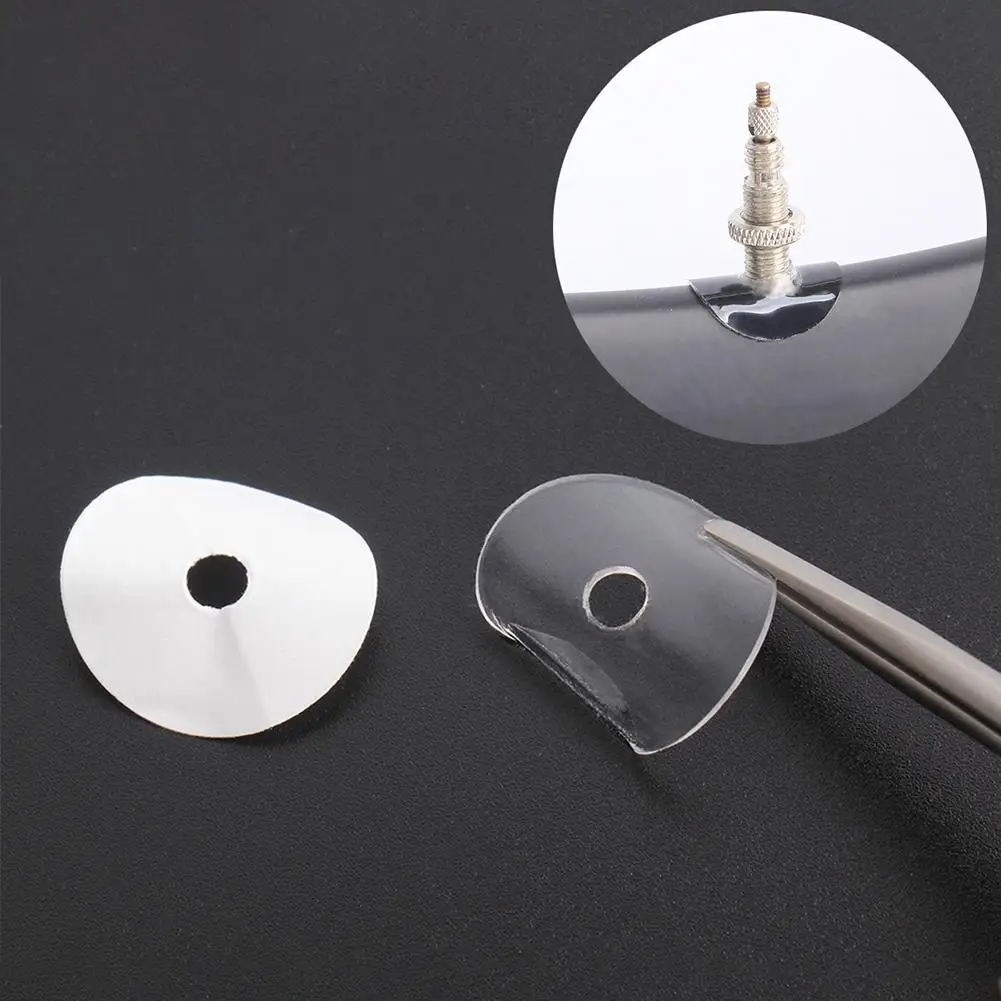 Bicycle Valve Sticker 20pcs Bicycle Presta Valve Sticker Mountain Road Bike Tube Tire Gasket Rim Protective Gas Air Nozzle Glue Pad