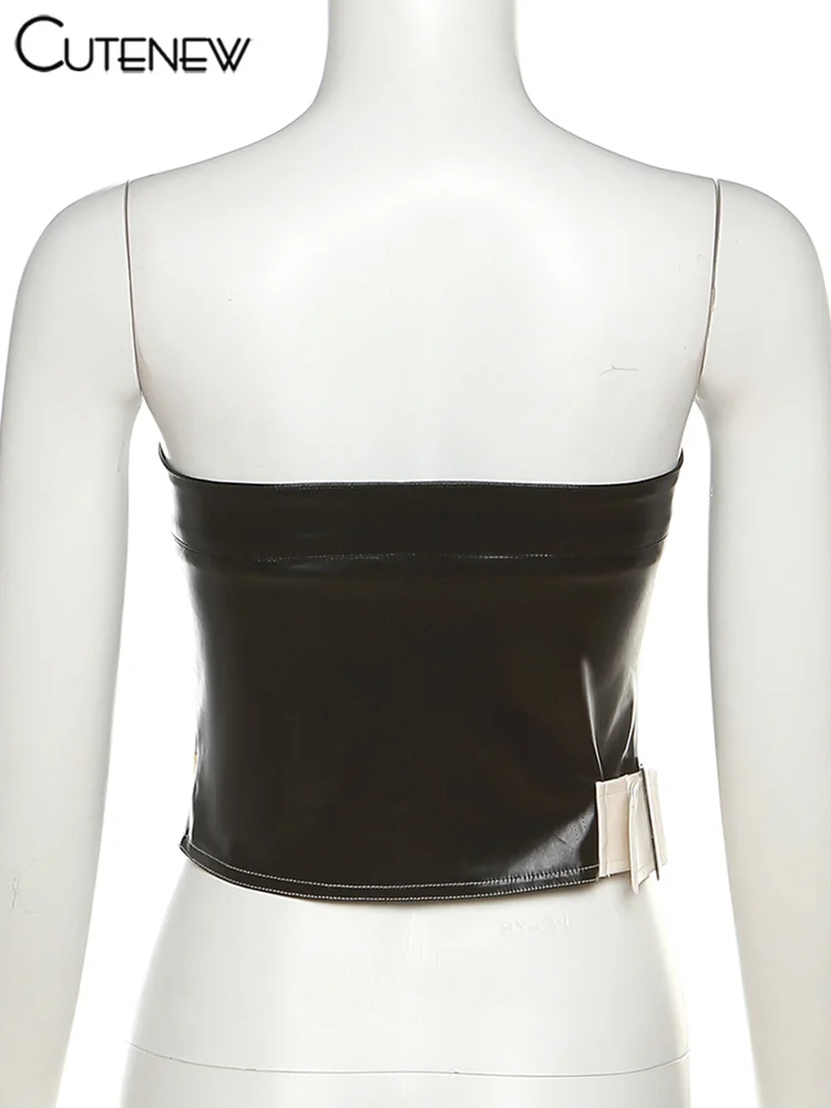 Summer Sexy Off-Shoulder Zipper Women Crop Top Casual Strapless Backless Streetwear Fashion Club Party Lady Tank Top
