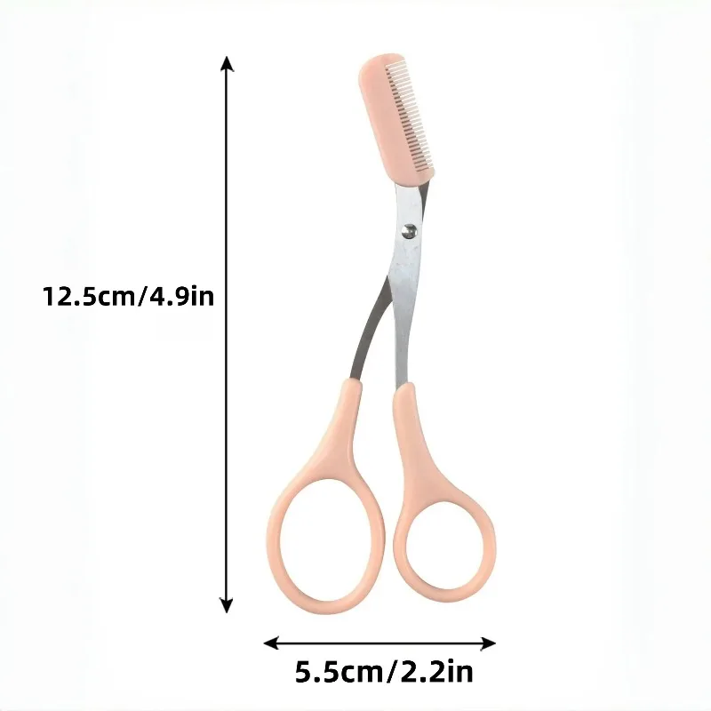 2-in-1 Eyebrow Scissors with Built-in Comb - Stainless Steel Precision Grooming Tool for Perfectly Shaped Brows at Home