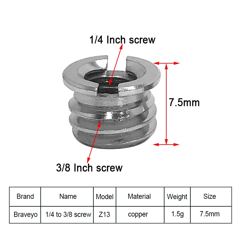 Universal Camera Adapter Screw 1/4 to 3/8 Inch Conversion Nut Tripod Monopod Ballhead Mount Accessories For Light Stand Dslr