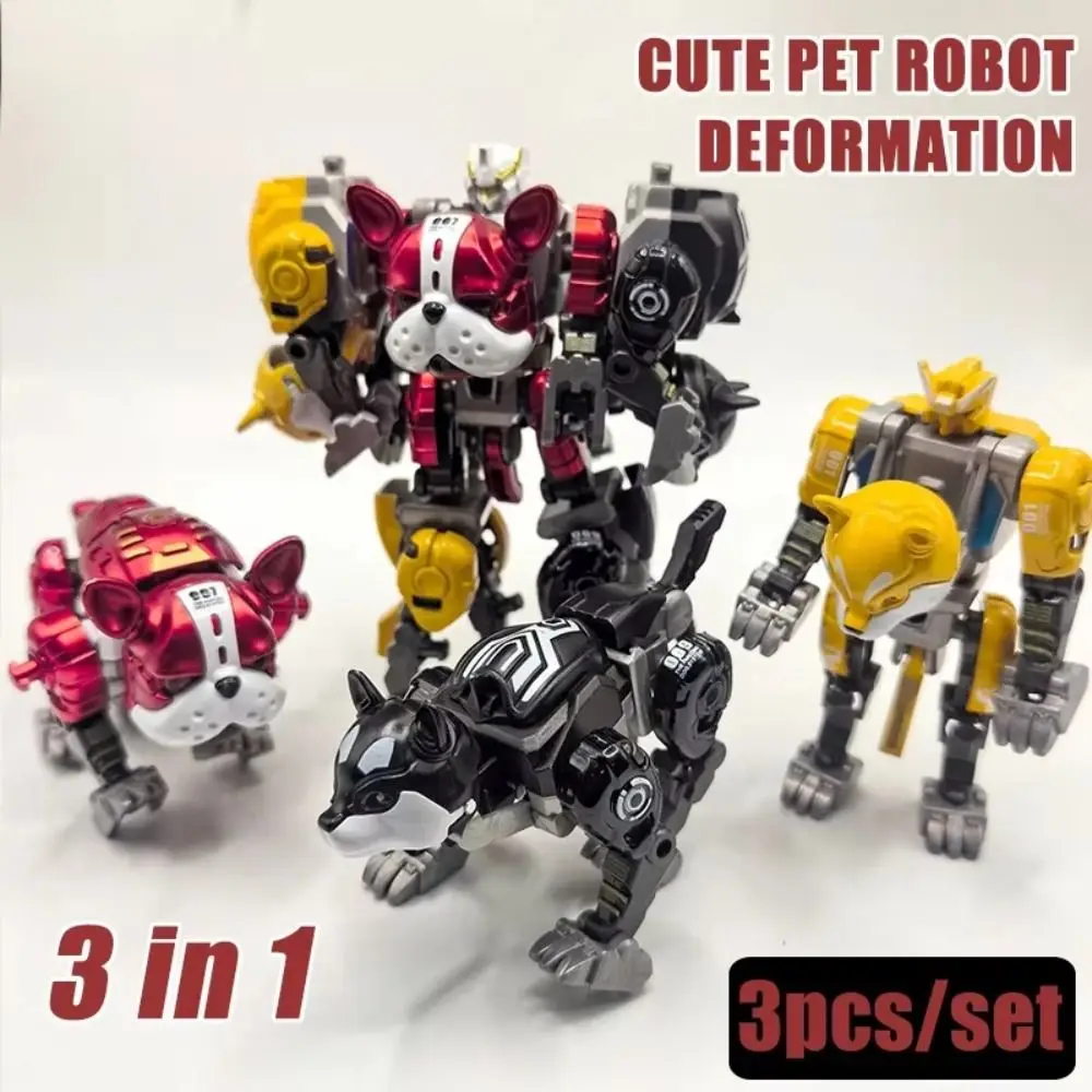 Creative 2 in 1 Deformation Robot Dog Model Toys Movable Transformation Robot Cartoon Dog Deformation Action Figure Boy Gift