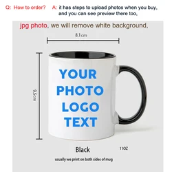 Customized Photo Mug: Personalized Name, Image & Text - Perfect Gift for Mother's Day or Weddings (Black)