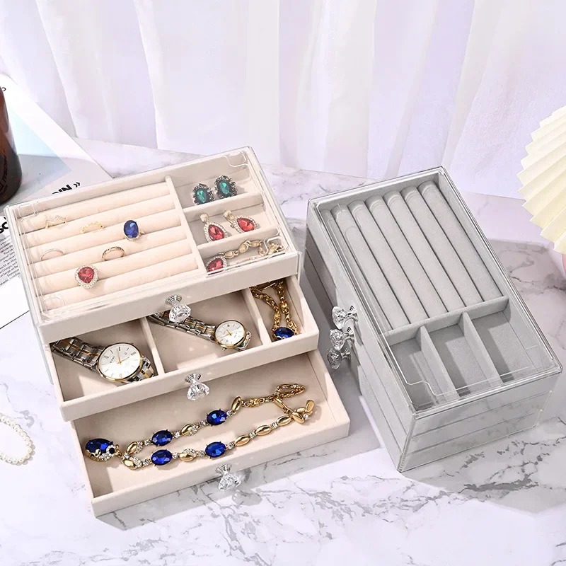 

3-layer Acrylic Jewelry Display Box Earring Bracelet Storage Box for Jewelry Classification Dustproof Transparent Jewelry Box