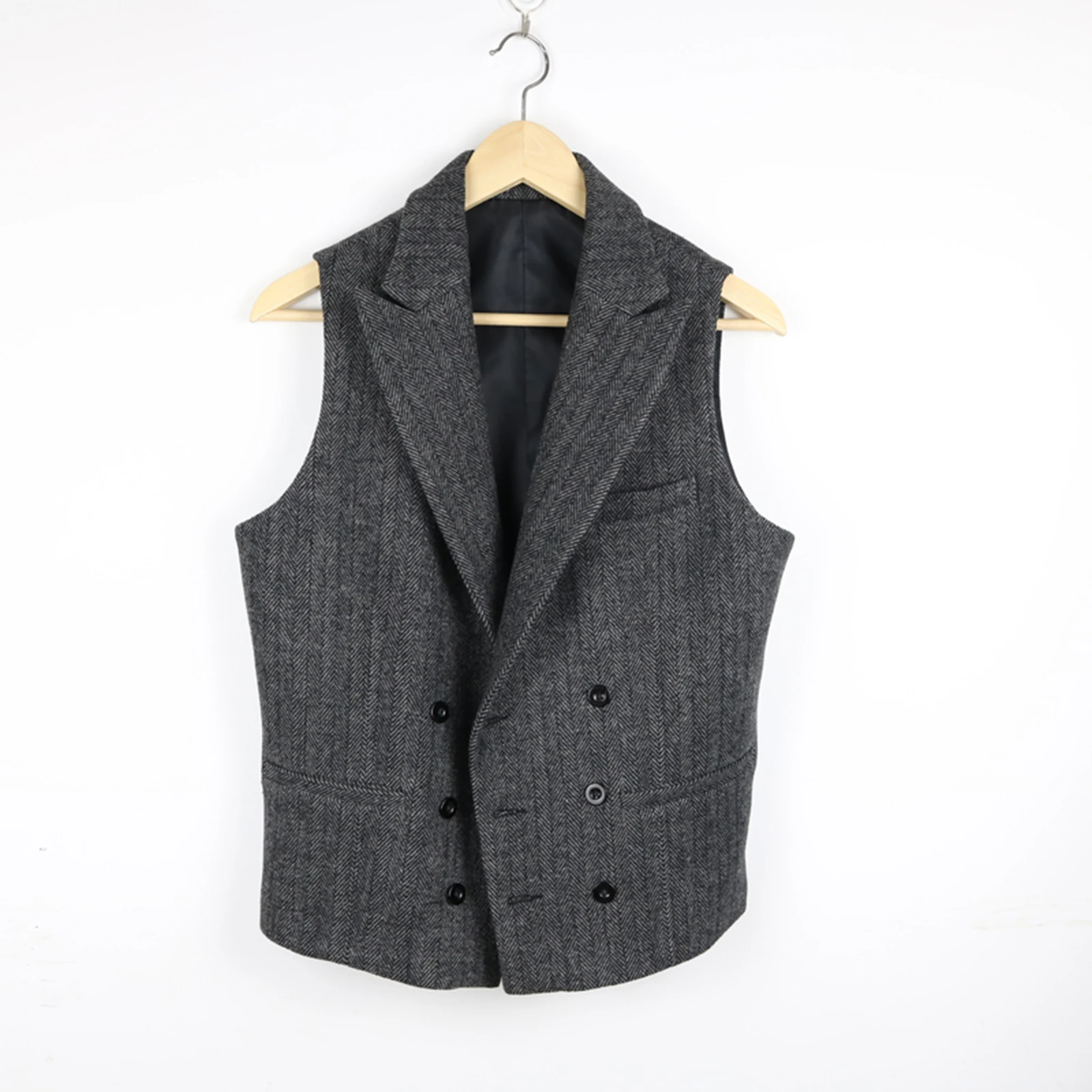 Vert - Gilet De Costume Gris Fonc?� Pour Homme, Veste ?? Double Boutonnage En Laine Tweed, Coupe 