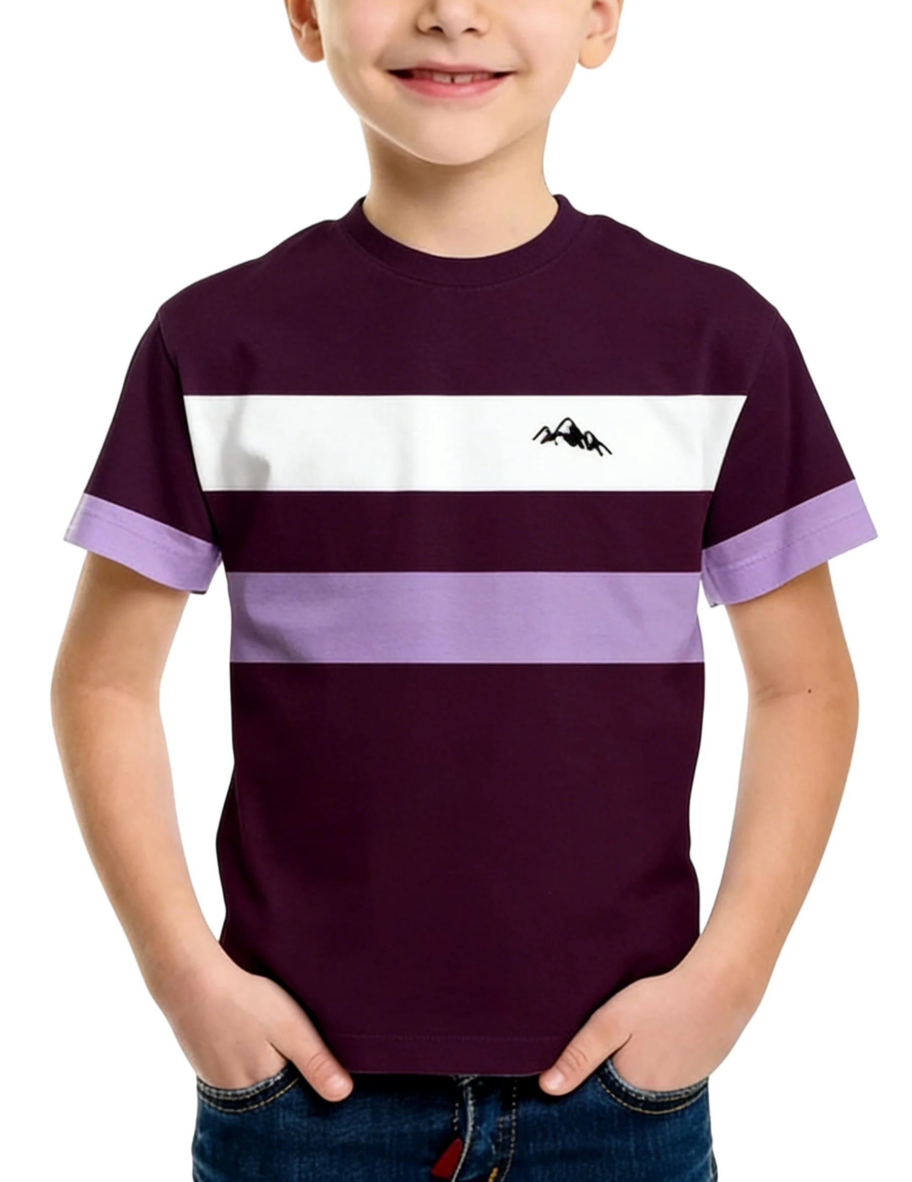New Striped Short-sleeve T-shirt for Boys and Girls, Summer Colour-block Casual Top, Versatile Basic Shirt for Older Children