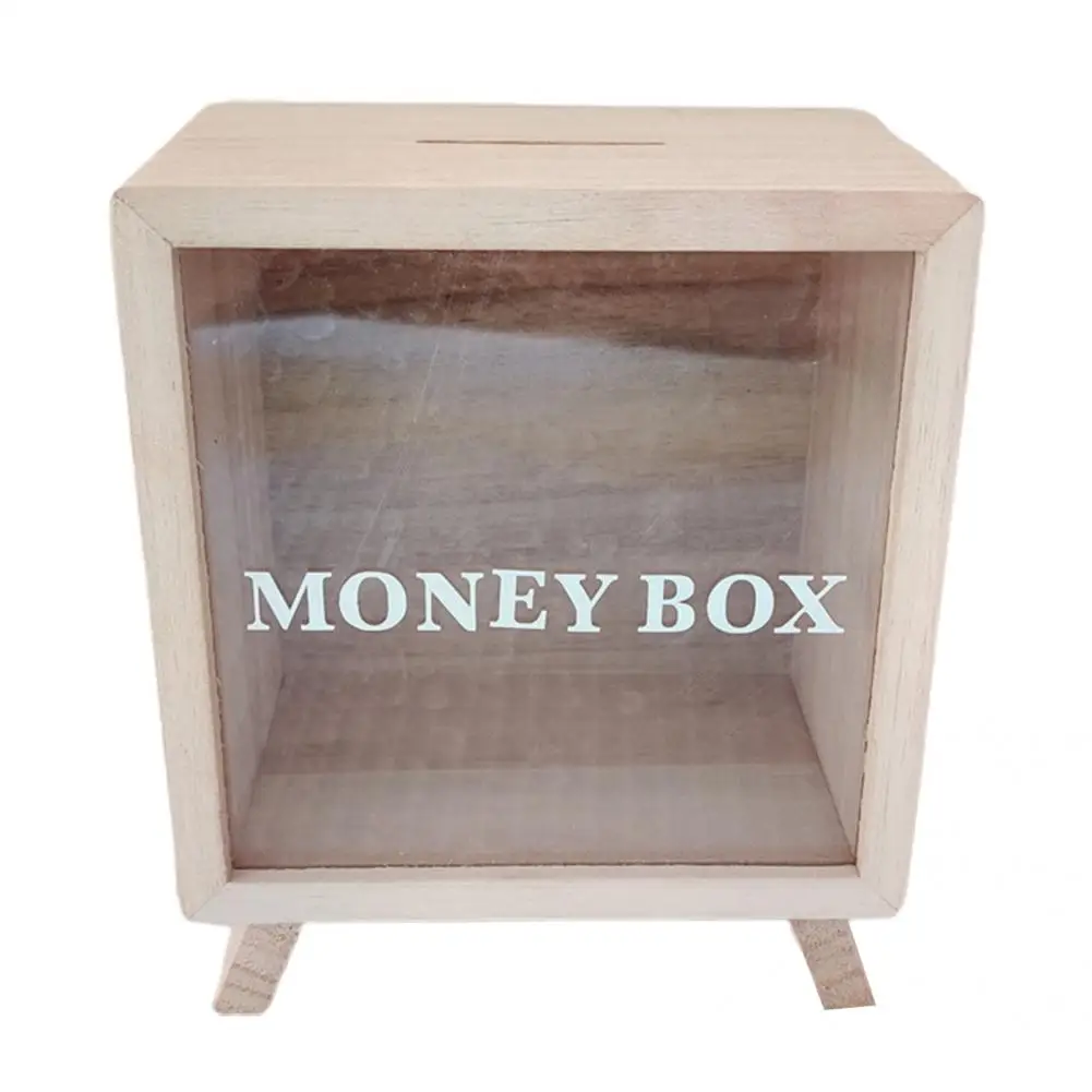 Creative Saving Pot Nordic Style Money Bank Compact Desktop Wooden Piggy Bank Unpainted