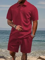 Polo de sport décontracté pour hommes, avec revers, chemise et Short à manches courtes, costume Texture Jacquard, nouvelle collection été 2025 4