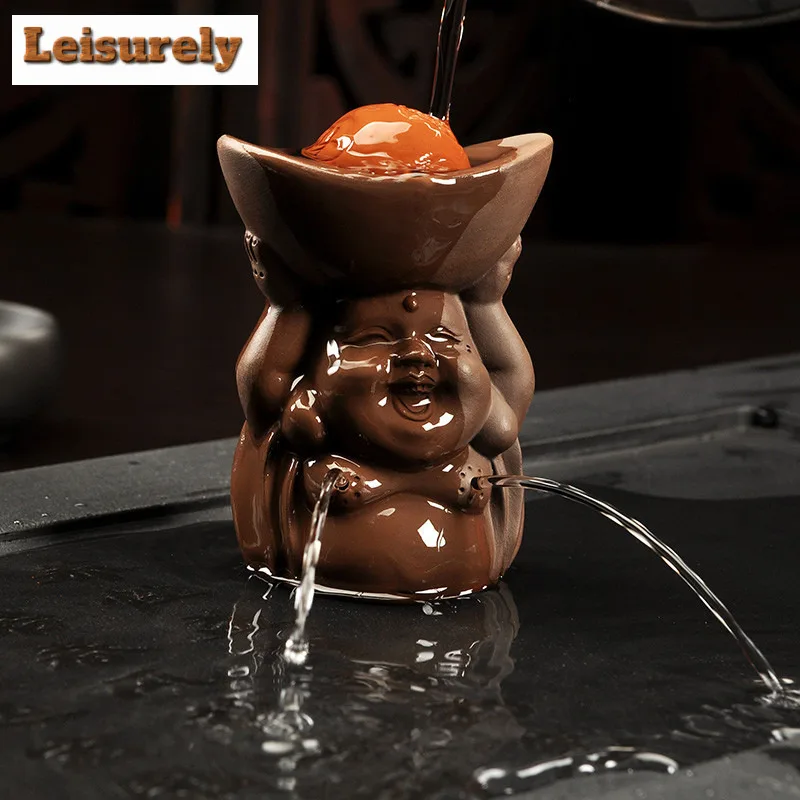 Purple Clay Ox Golden Toad Pixiu Buddha Tea Pet Boutique Flowerpot Landscaping Tea Figurine Play Toys Tea Statue Ornaments Gift