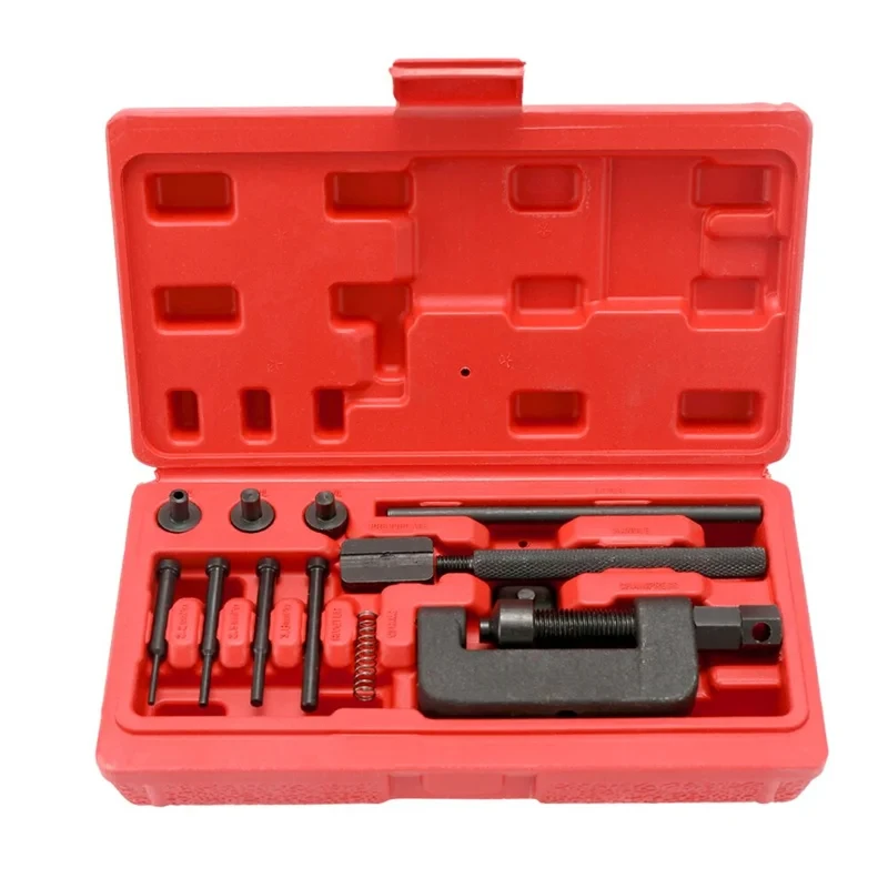 Chain Repair Tool Set 13PCS Motorcycle Chain Splitter Breaker Motorbike Mountainb Riveting Tool Heavy Duty Link O Ring Bicycle