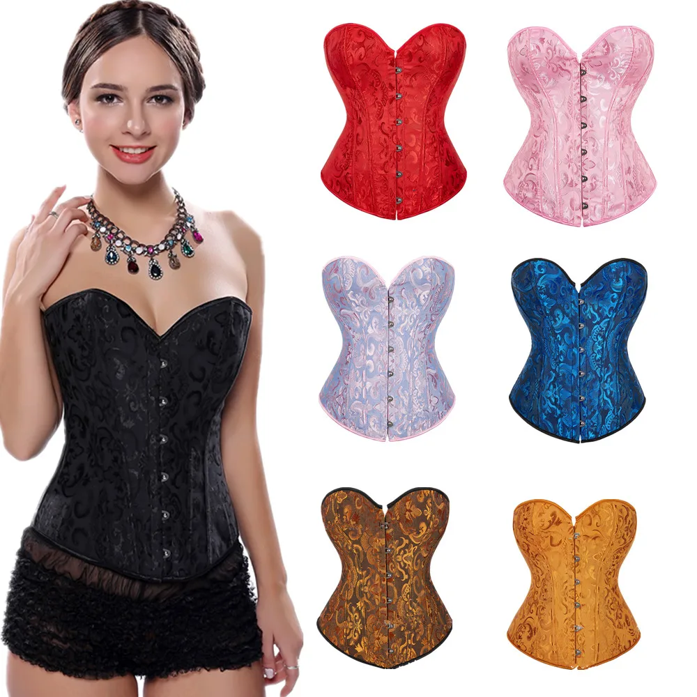 Description Picture 4 of itemSexy Vintage Victorian Slimming Body Shaper Corset and Bustier Brocade Jacquard Flower Women Burlesque Overbust Corselet