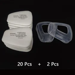 High-Efficiency Dustproof Cotton Filter and Cartridge Replacement Set for Respiratory Protection (20 Filters 2 Covers)