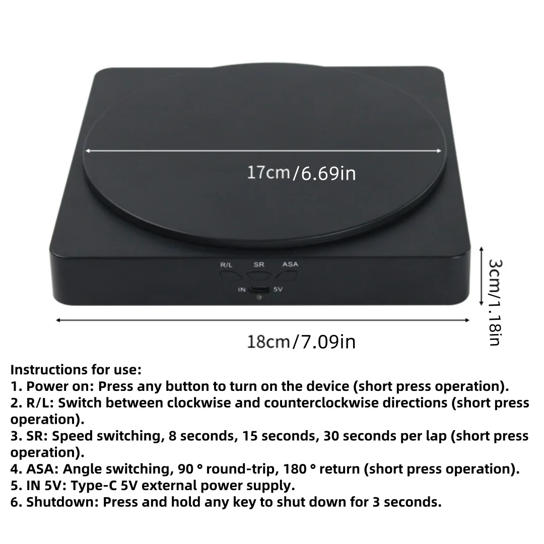 Motorized 360° Rotating Display Stand for Enhanced Photography and Product Showcases, 6.7 Diameter