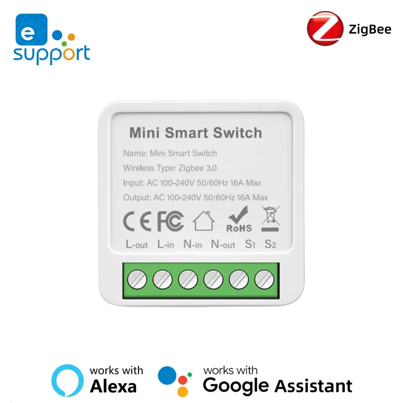 Ewelink 16A Zigbee Smart Switch 1Gang Support Two-way Control Smart Home Light Timer Voice Control Work With Alexa Google