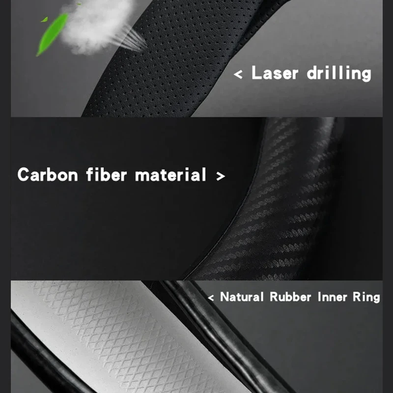 Steering Wheel Cover Universal Car Carbon Fiber Leather Three-dimensional Anti Slip Timple And Fashionable Accessories steering wheel cover